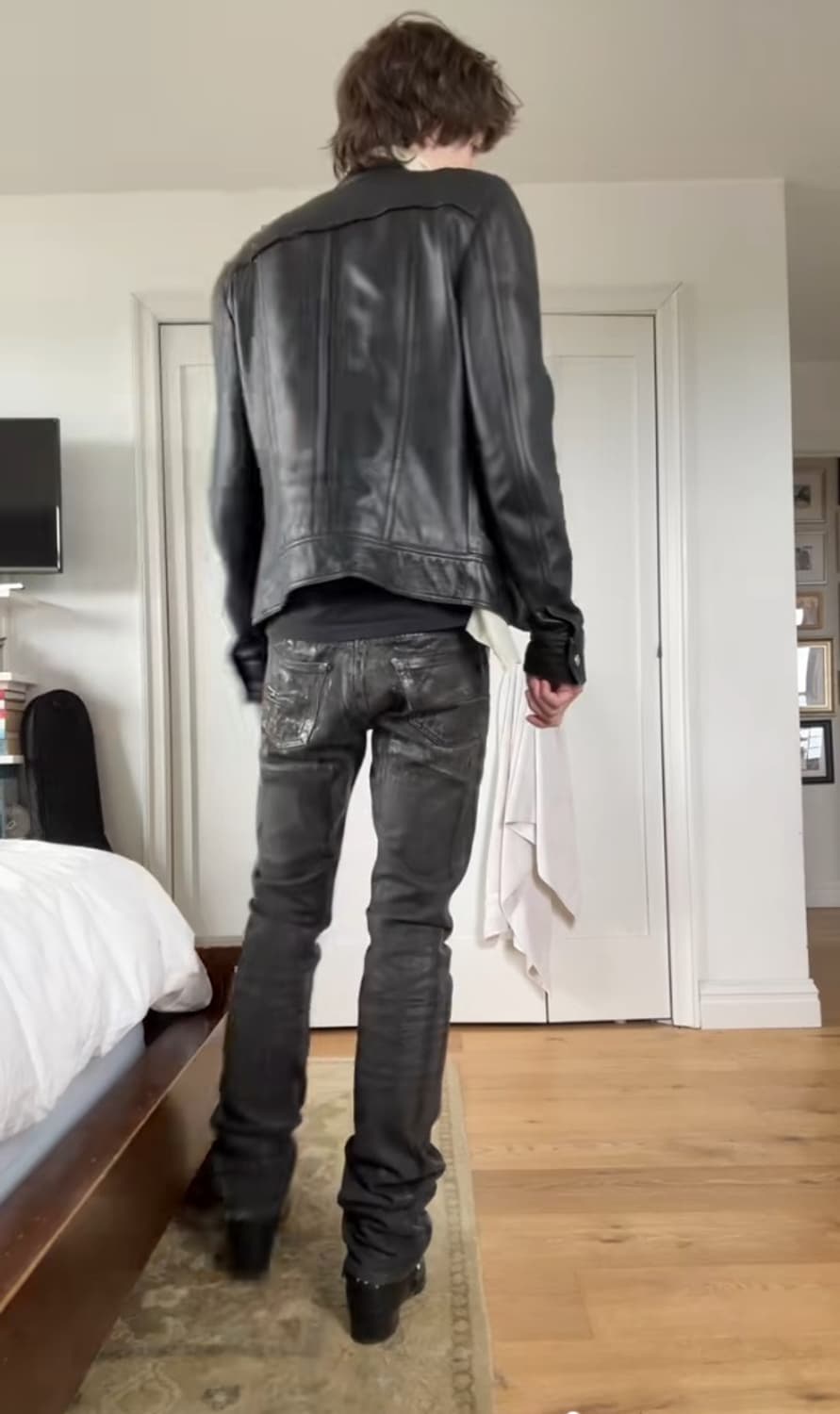 디올옴므 07AW "Luster" 블랙 왁스 코팅진 블왁코 상품이미지10