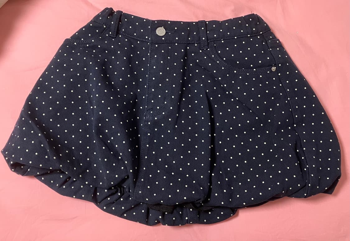 네이비 벌룬 도트 치마 상품이미지1