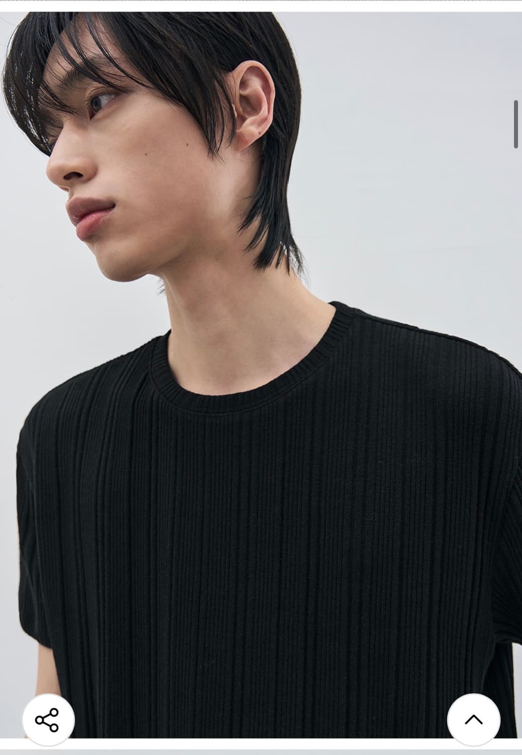 (M)드로우핏 만재 콜라보 리브드 라운드 하프 티셔츠 BLACK 반팔 상품이미지7