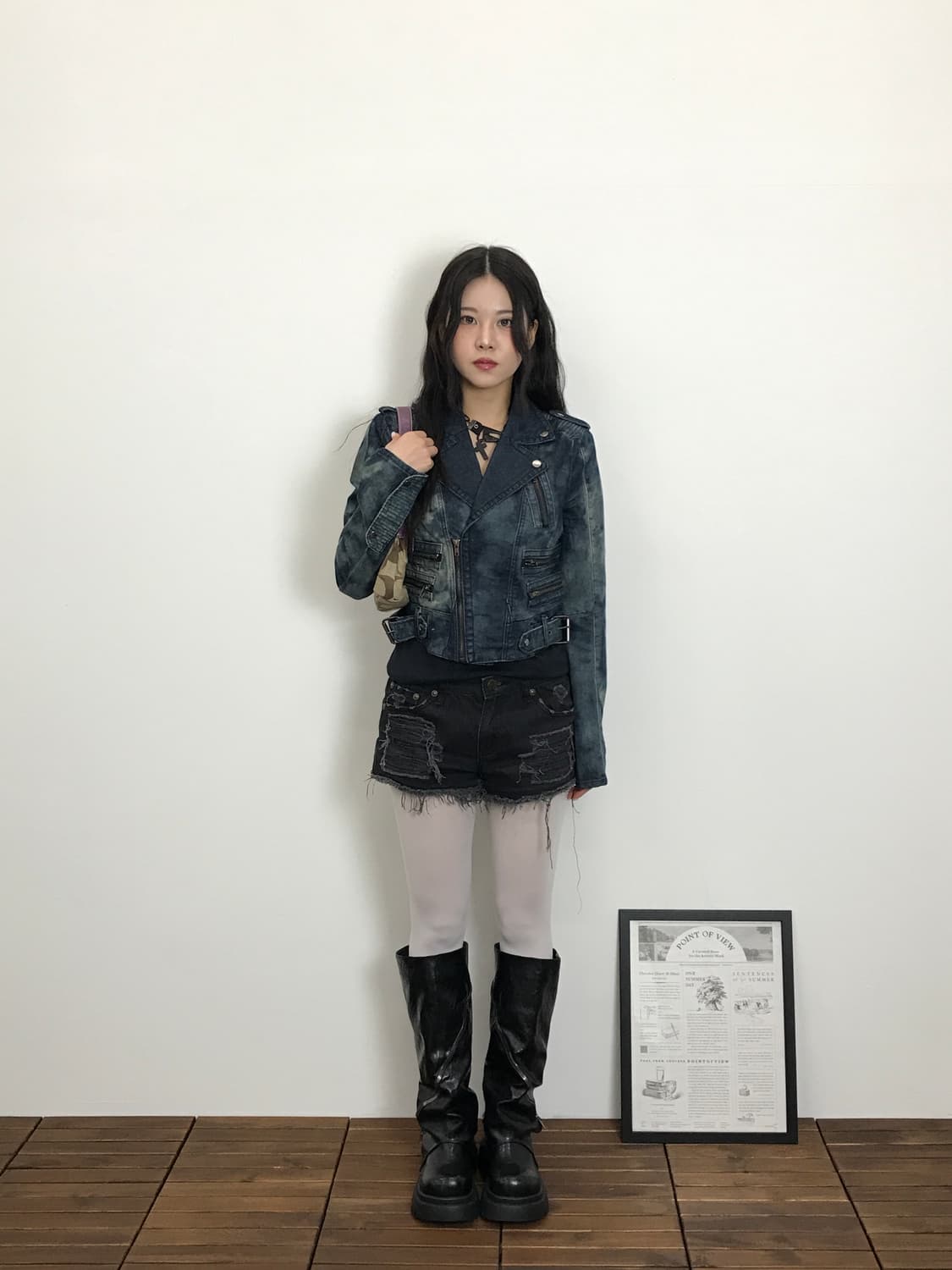 Jpn Y2k Acid Wash Denim Biker Jacket 상품이미지1