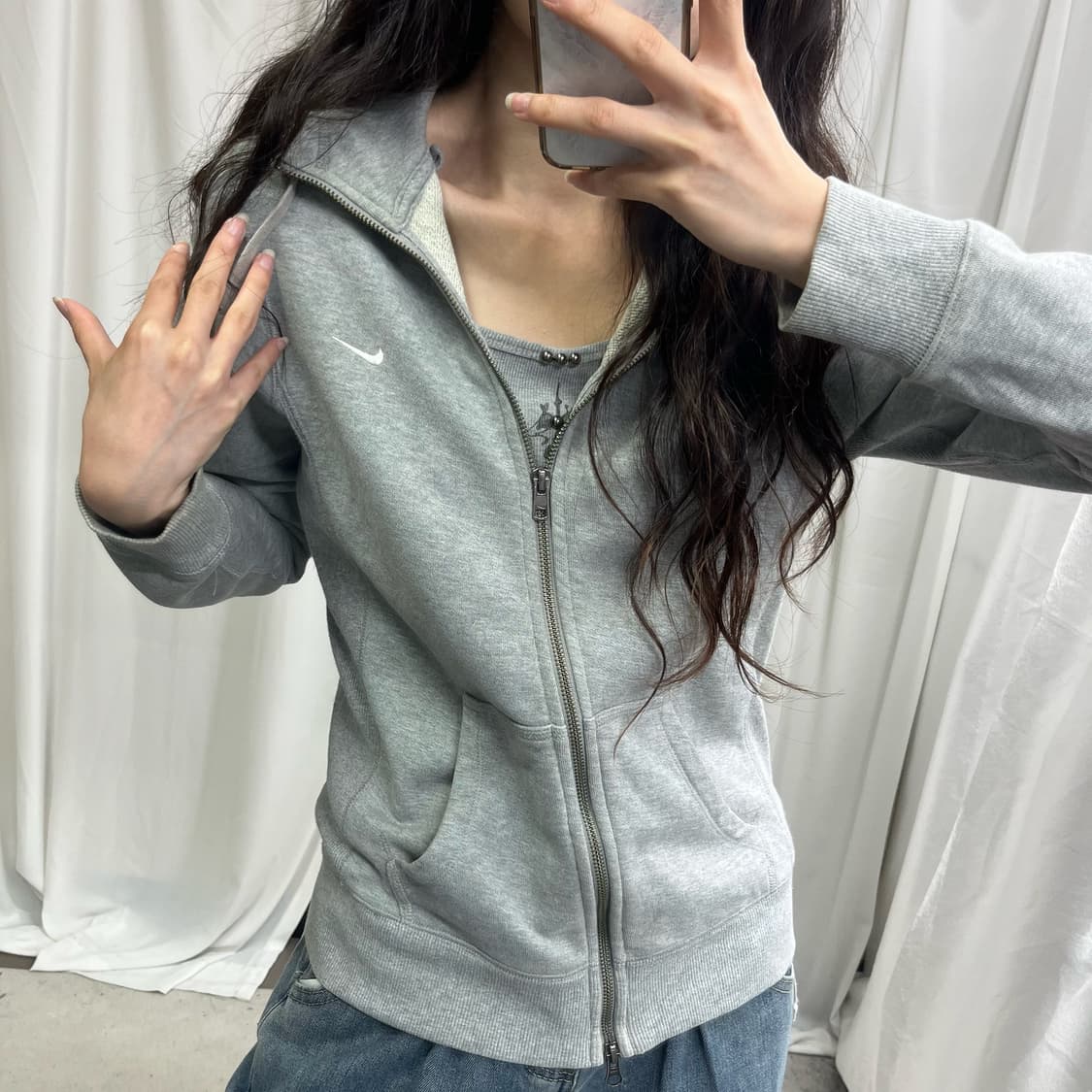 Nike 2way gray hood zip-up 상품이미지3
