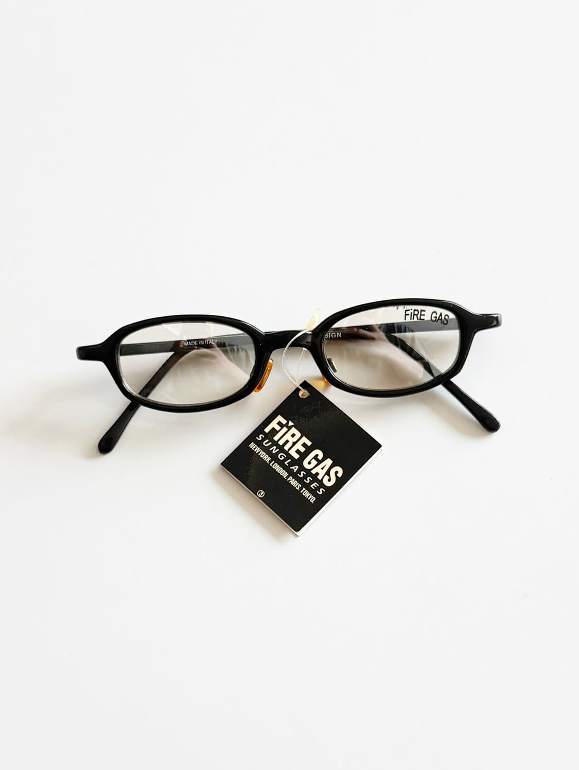 90s FIRE GAS 블랙 뿔테 스퀘어 클리어 틴트 빈티지 안경 상품이미지1