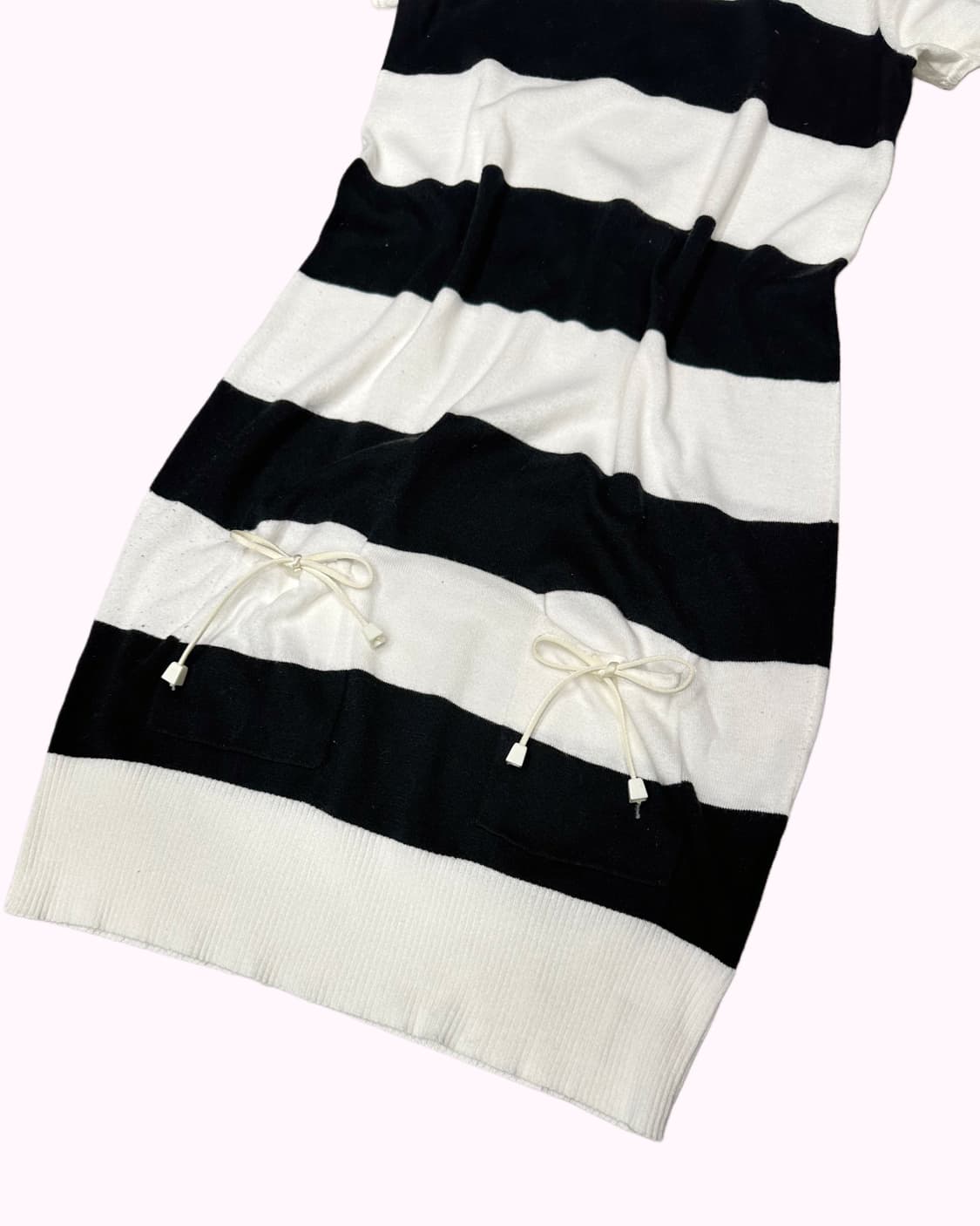 stripe ribbon pocket knit dress 상품이미지3