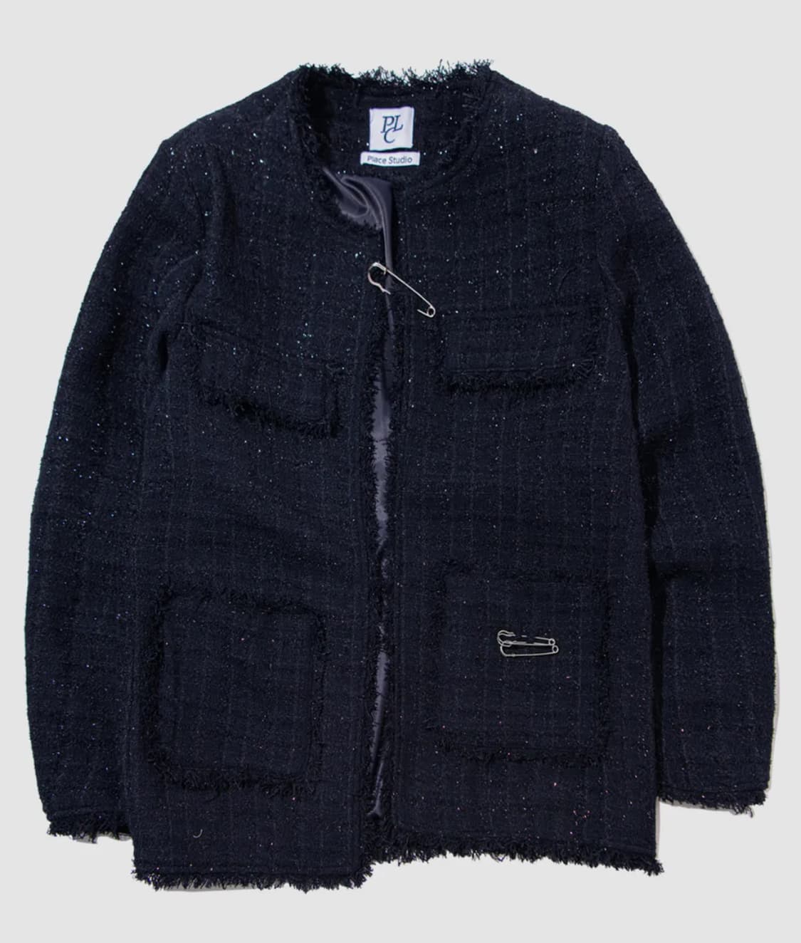 플레이스 스튜디오 프린지 멀티 아웃 포켓 라운드 트위드 자켓 상품이미지1