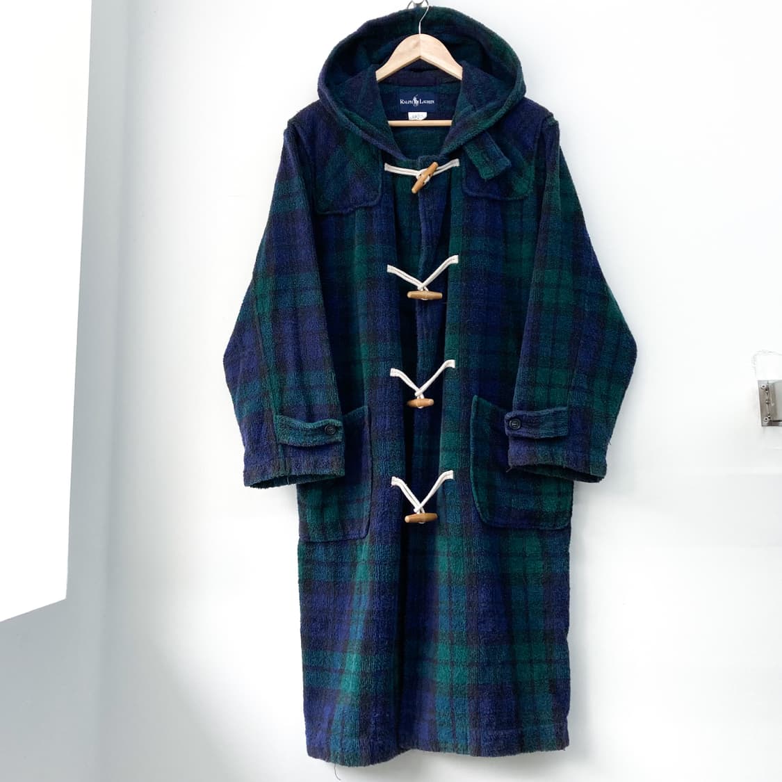 폴로 랄프로렌 블랙 와치 타탄 체크 타월 더플 코트 상품이미지2