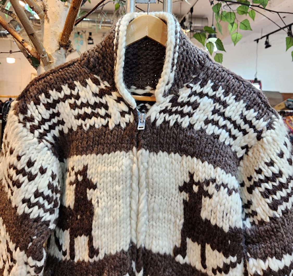 캐나다 핸드메이드 두툼한 양모 인디언 코위찬 스웨터 cowichan 상품이미지2