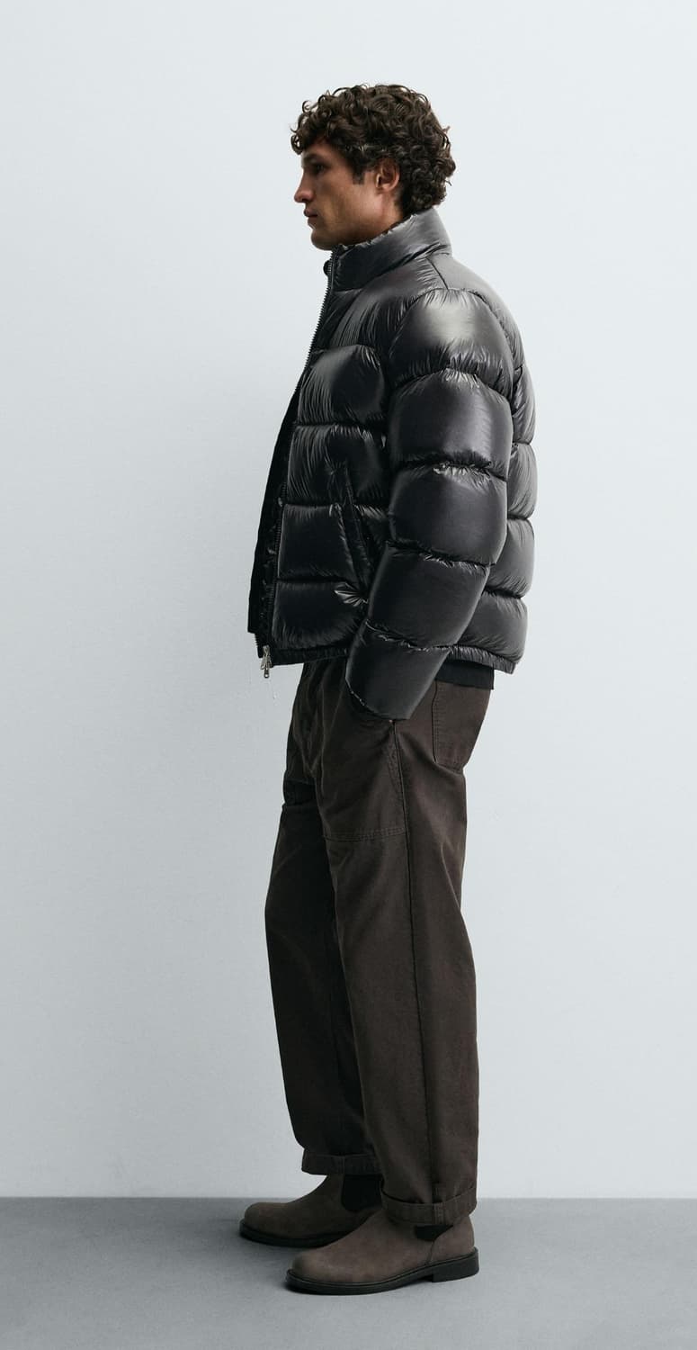 자라 25FW 유광 다운 패딩 점퍼 S 블랙 논후드 상품이미지1