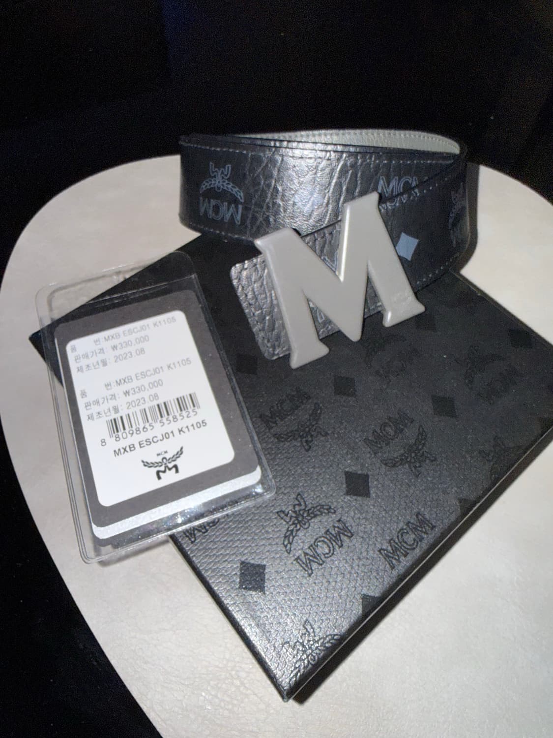 (영수증) MCM 남성 벨트 블랙 무광 M버클 상품이미지1