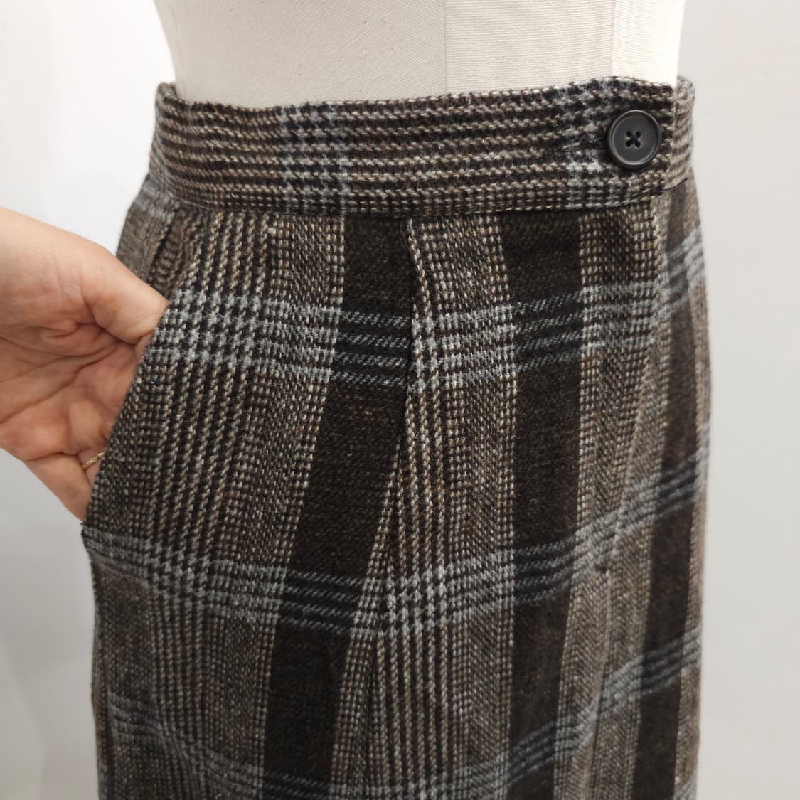 울 체크 앞트임 플레어 스커트 상품이미지7
