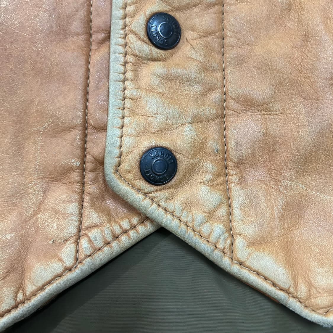  (48) Schott 쇼트 가죽 패딩 베스트 브라운 상품이미지6