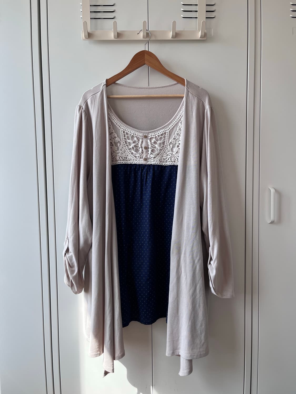 Vintage 도트 레이스 바선생 레이어드 원피스 상품이미지1