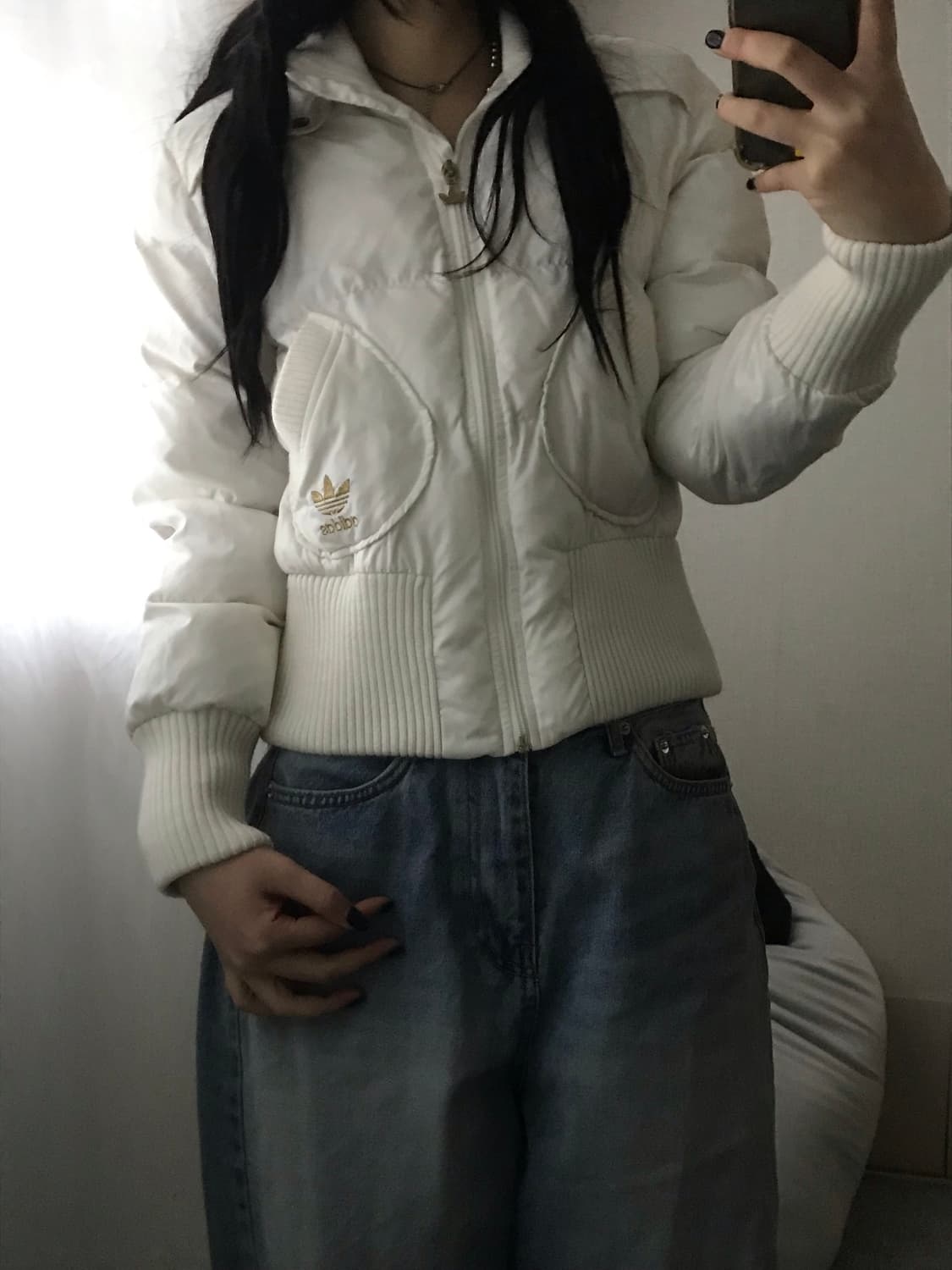 아디다스 화이트 빅로고 패딩 상품이미지5