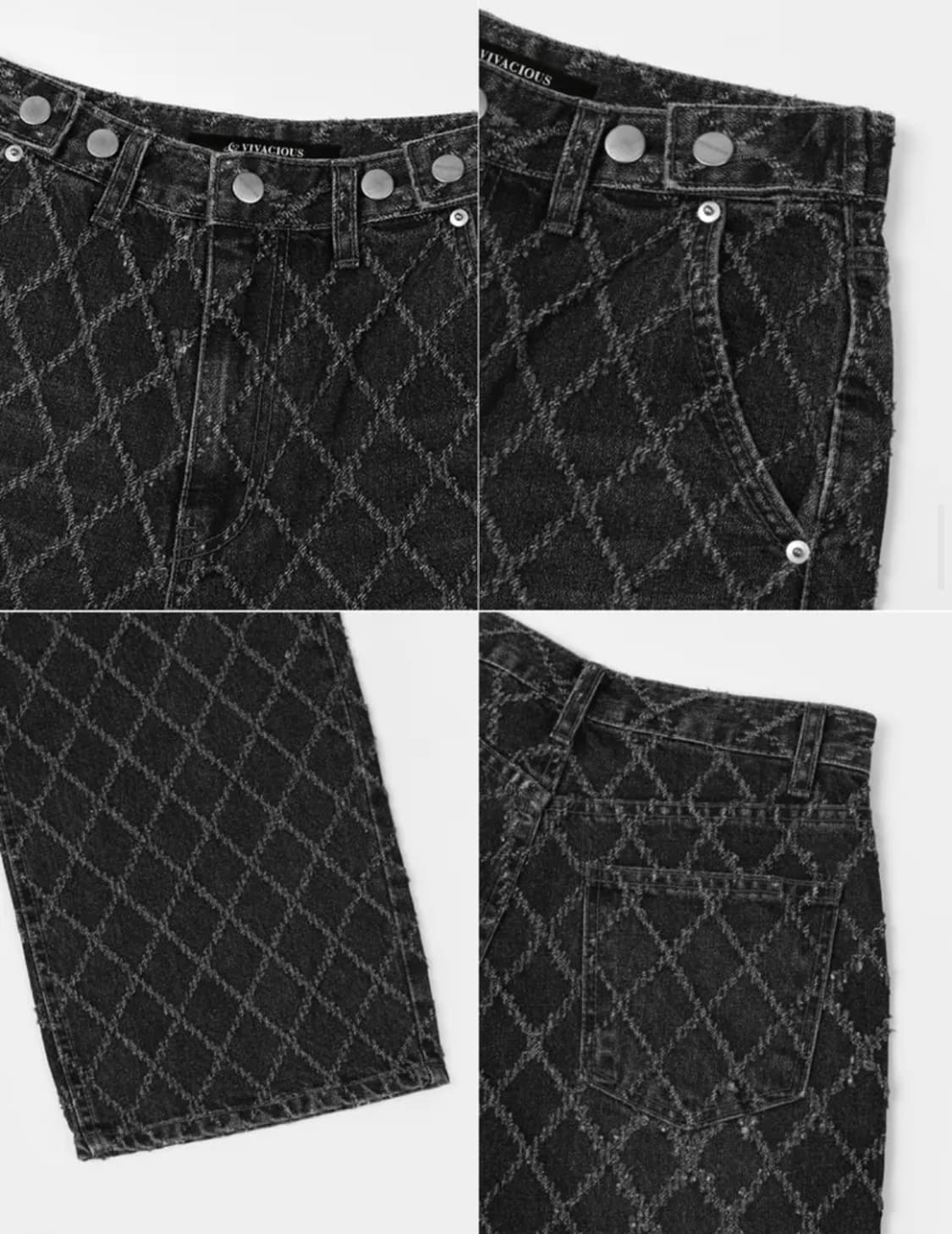 퀼팅 와이드 데님팬츠 (S) 상품이미지4