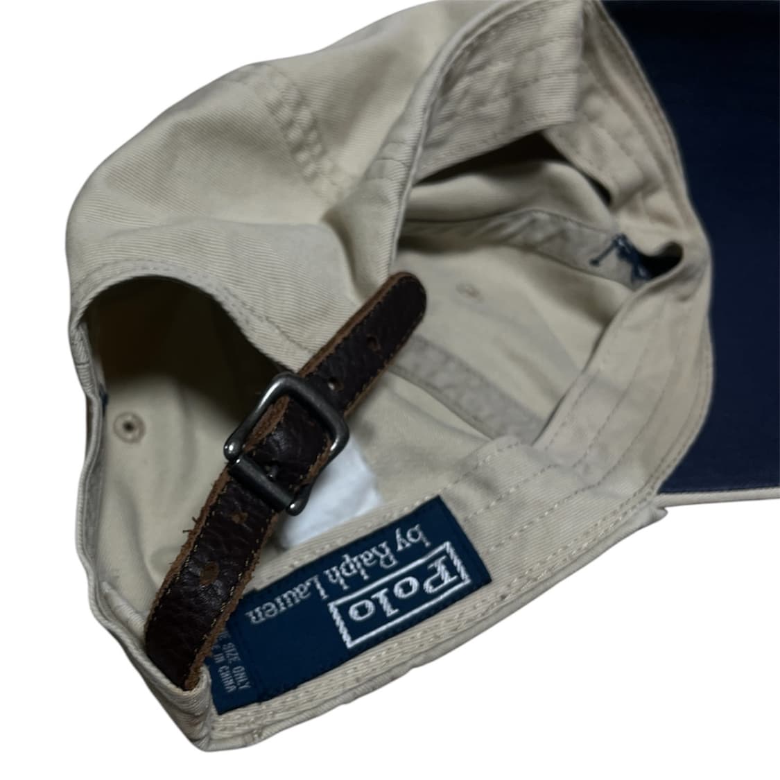 폴로 레더 스트랩 볼캡 네이비 포니 상품이미지1