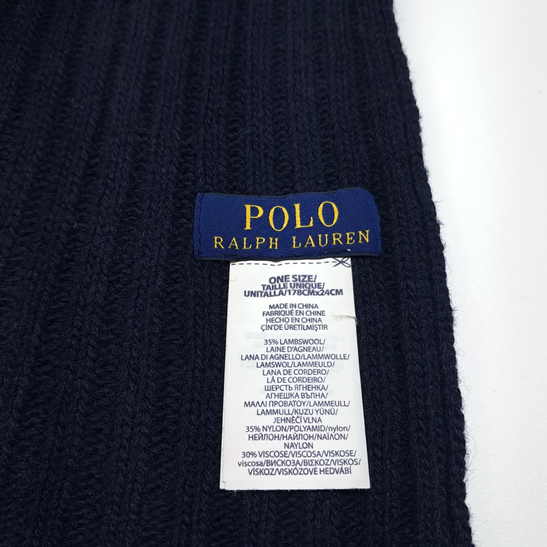 MX656 폴로 램스울혼방 리브 레드포니 네이비 머플러 목도리 상품이미지5