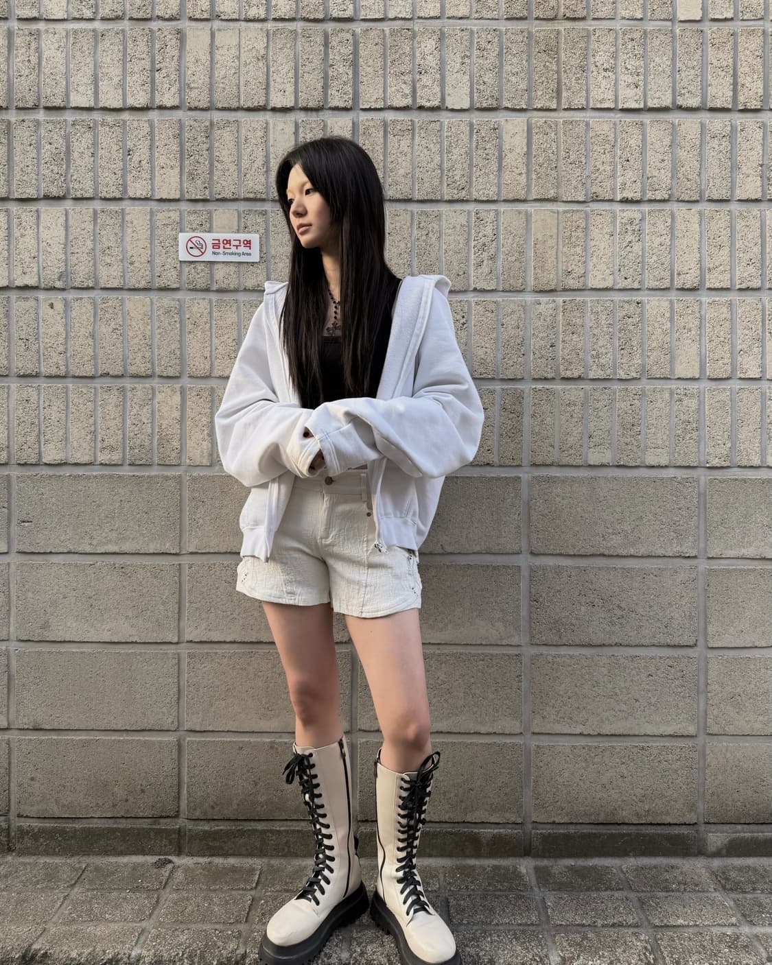 베트멍 18S/S 컬렉션 올 화이트 라벨 후드집업 상품이미지2