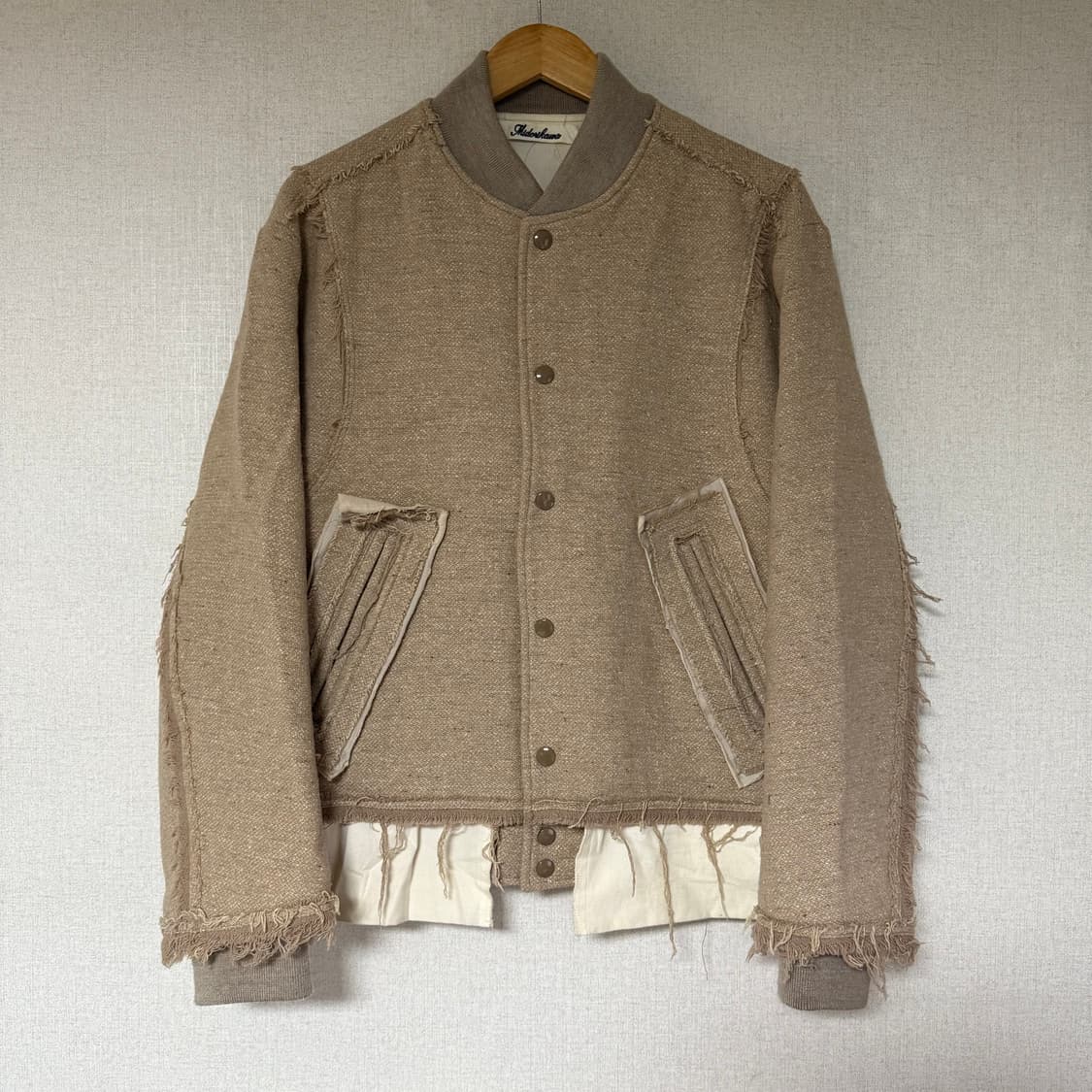 [S,100]미도리카와 컷 오프 울 바시티 자켓 상품이미지5