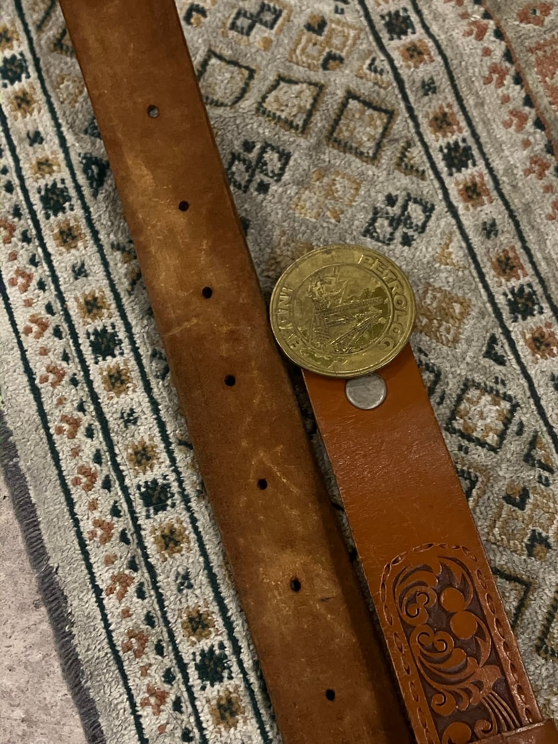 빈티지 패턴 가죽 벨트 브라운 #csz2412 상품이미지5