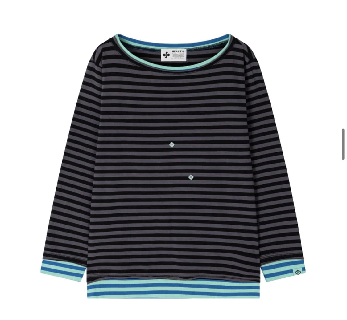 헤레틱 버튼 스트라이프 티셔츠 맨투맨 원숄더 상품이미지1