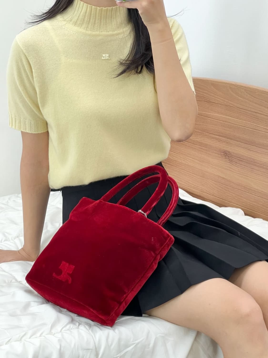 courreges / 꾸레쥬 레드 벨벳 토트백 상품이미지9