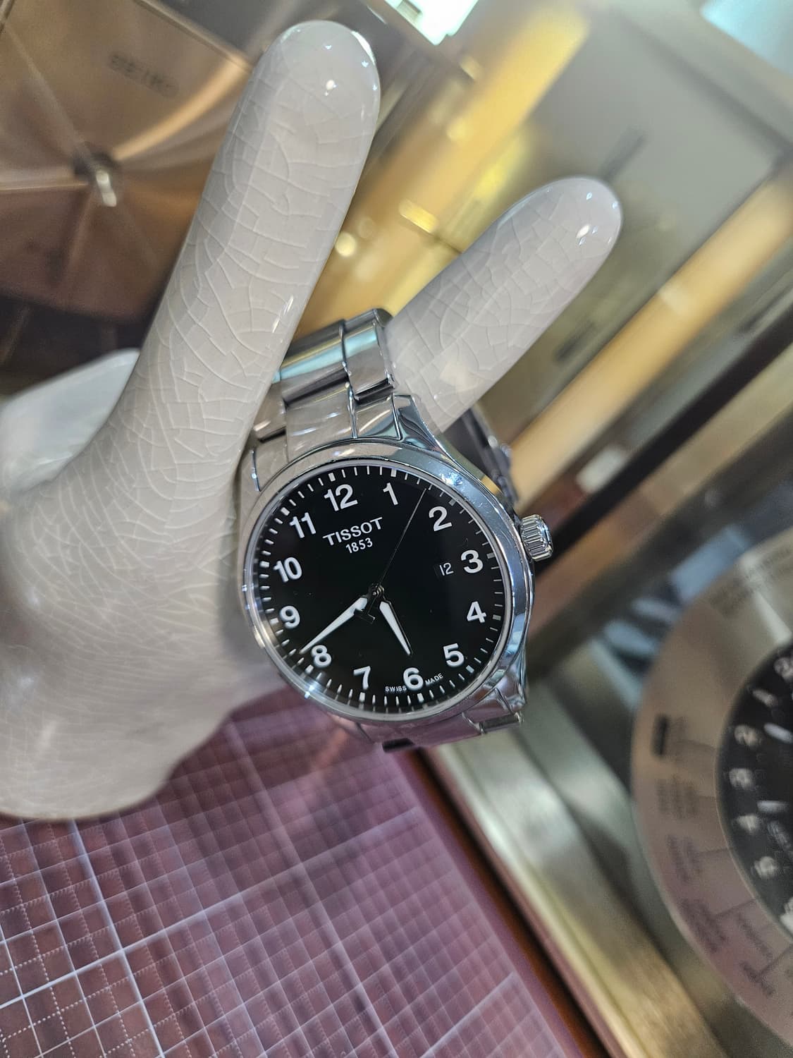 티쏘 젠트 xl  블랙 다이얼 데이트 메탈 시계 상품이미지1