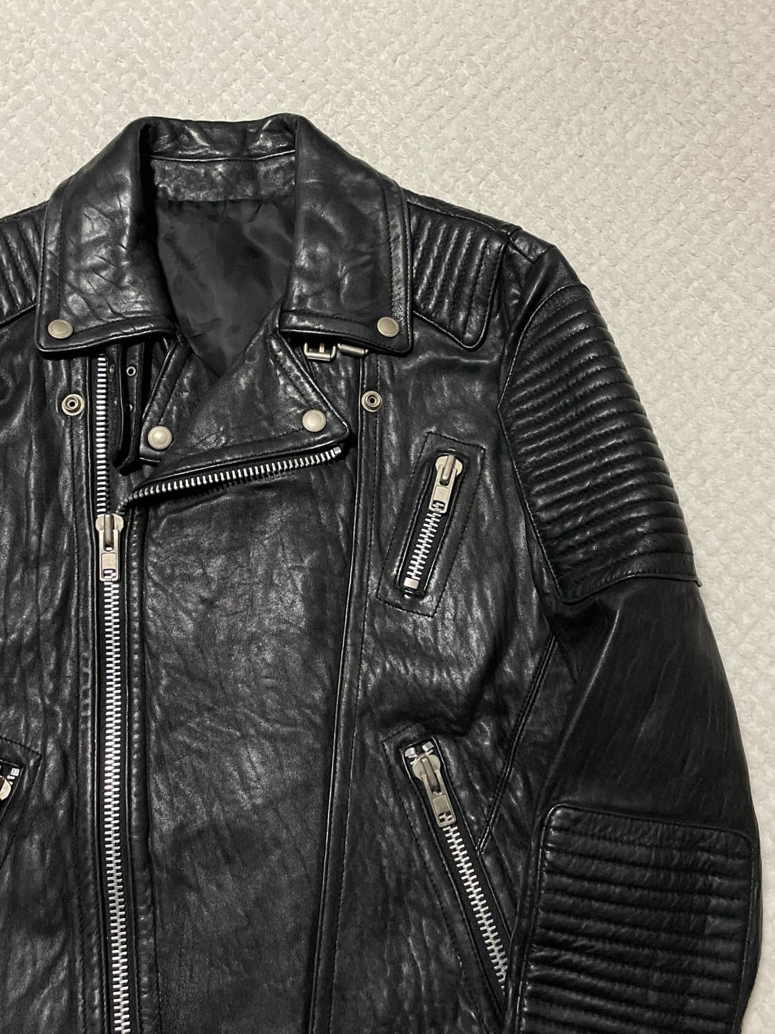 광희시장 웨스턴 무드 램스킨 양가죽 바이커 레더 자켓 상품이미지3