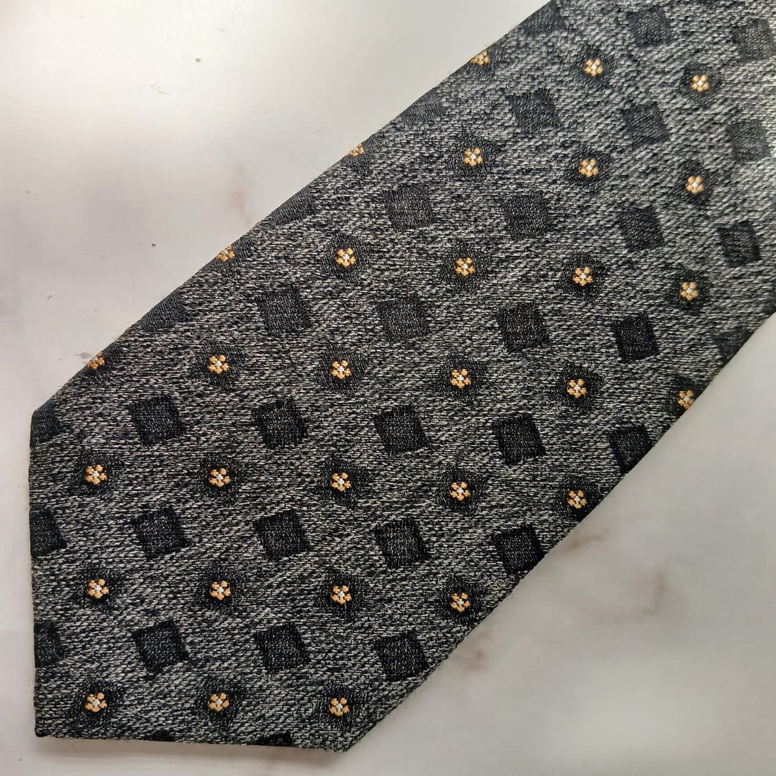 지오 송지오 실크 그레이 패턴 넥타이 7.5cm A+~A등급 E965 상품이미지6