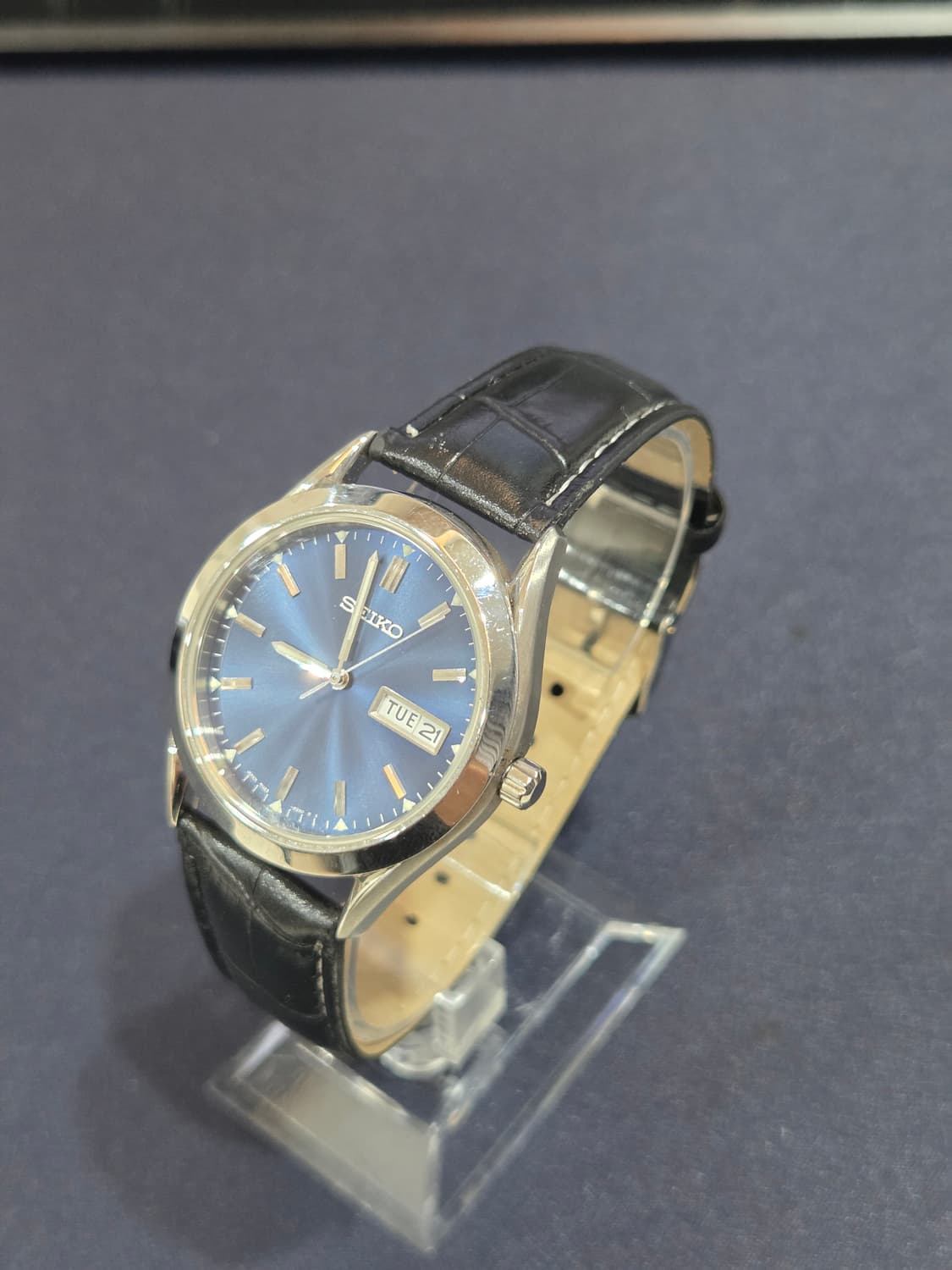 90s 빈티지 세이코 데이데이트 7N43-9080 청판 가죽 시계 상품이미지2