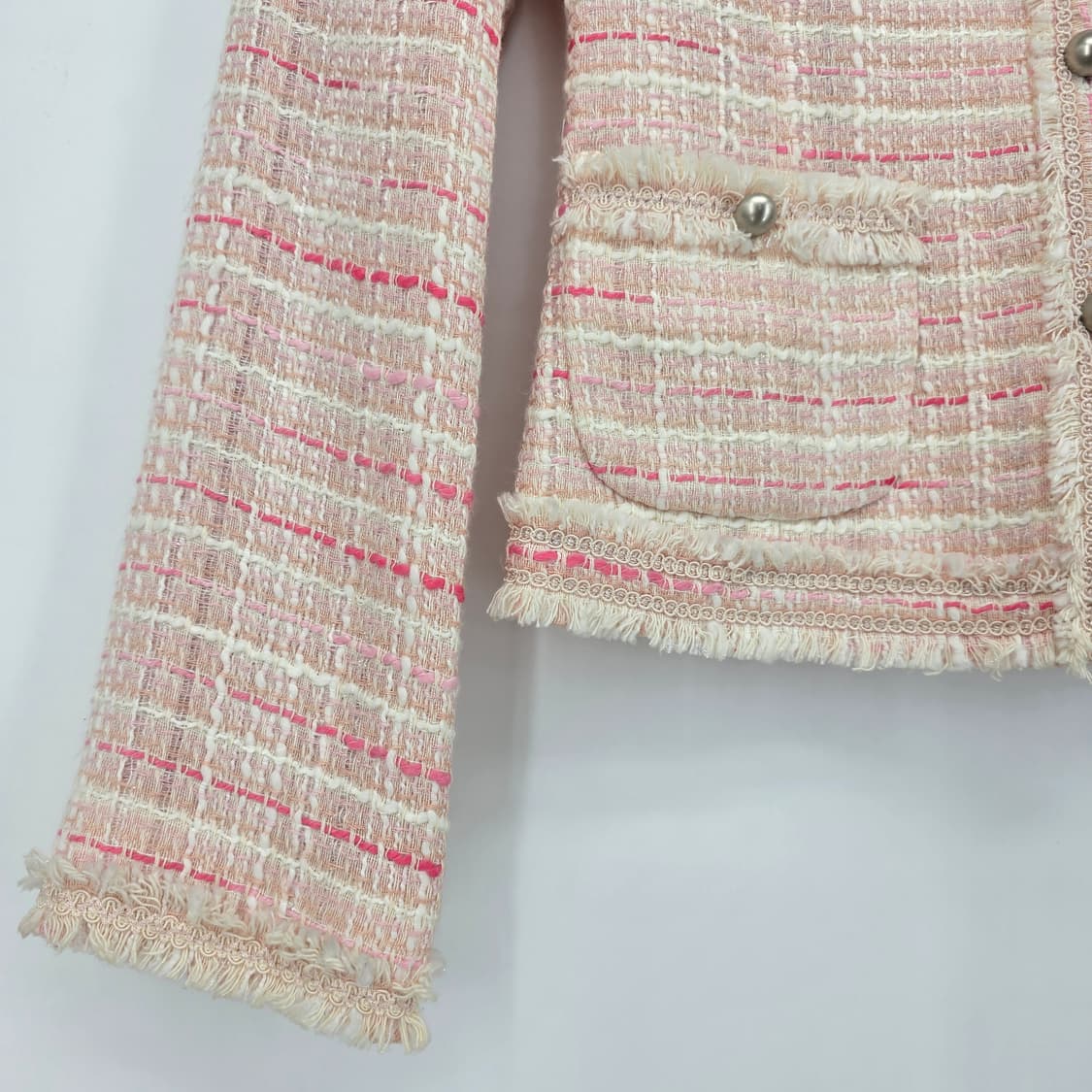 NAFNAF 파리 핑크 트위드 봄 코디 자켓 S 상품이미지9