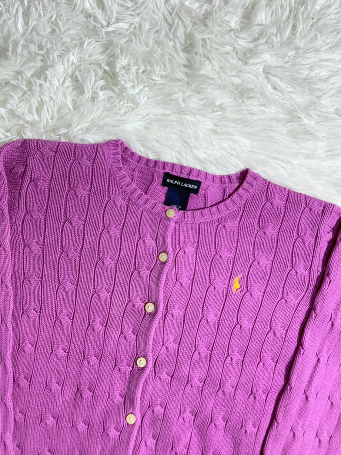 폴로 랄프로렌 핑크 포니 케이블 가디건  상품이미지5