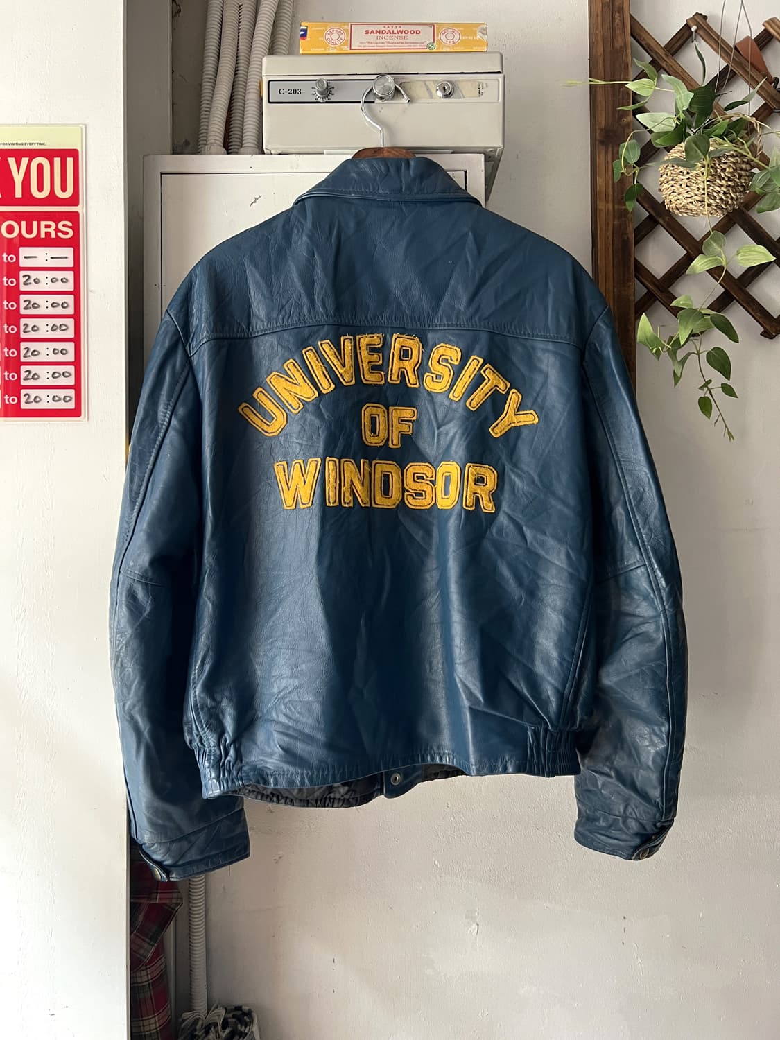 [L]80s USA 빈티지 WINDSOR 유니버시티 비건레더 바시티 자켓 상품이미지1