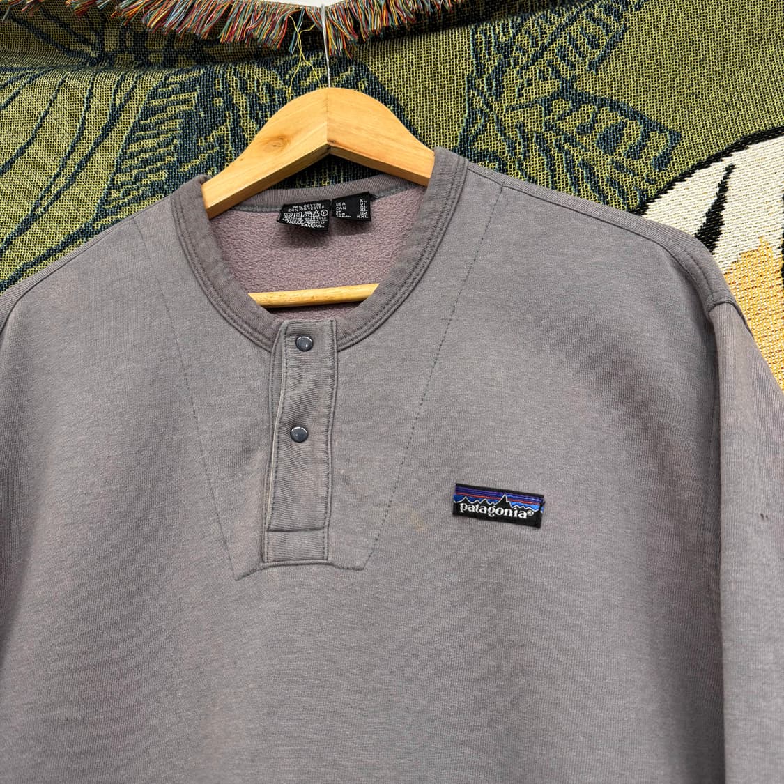 80s 파타고니아 빈티지 헨리넥 스웻셔츠 맨투맨 (2XL) 상품이미지5