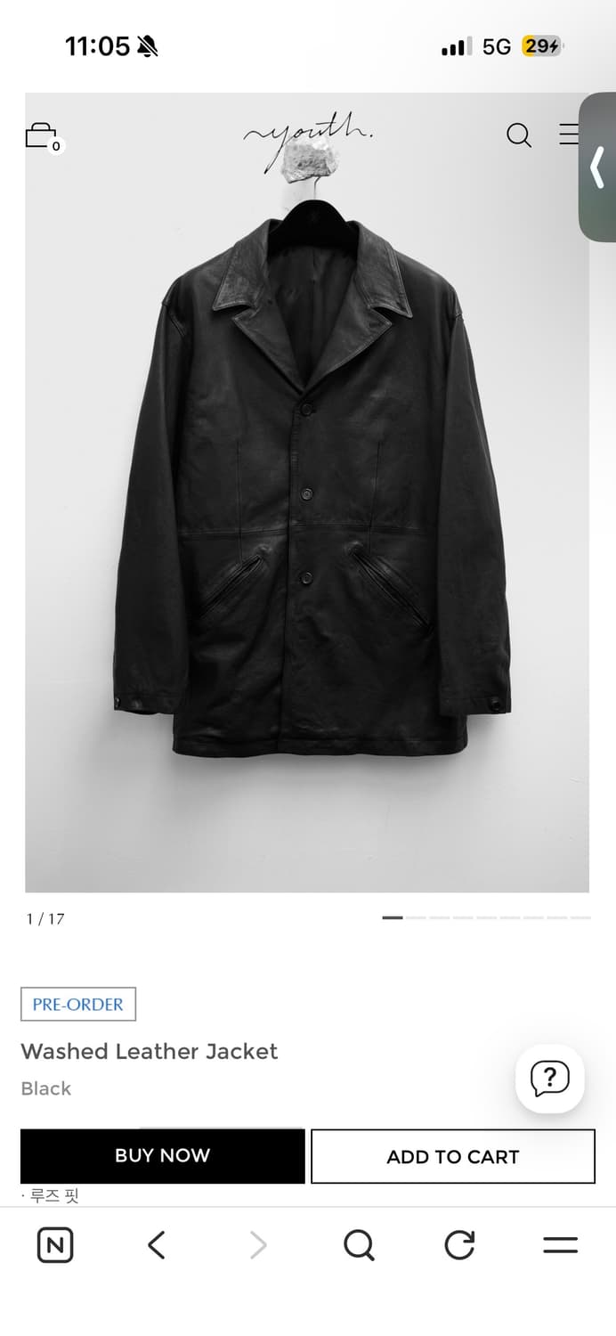 (구매) XS youth washed leather jacket 상품이미지1