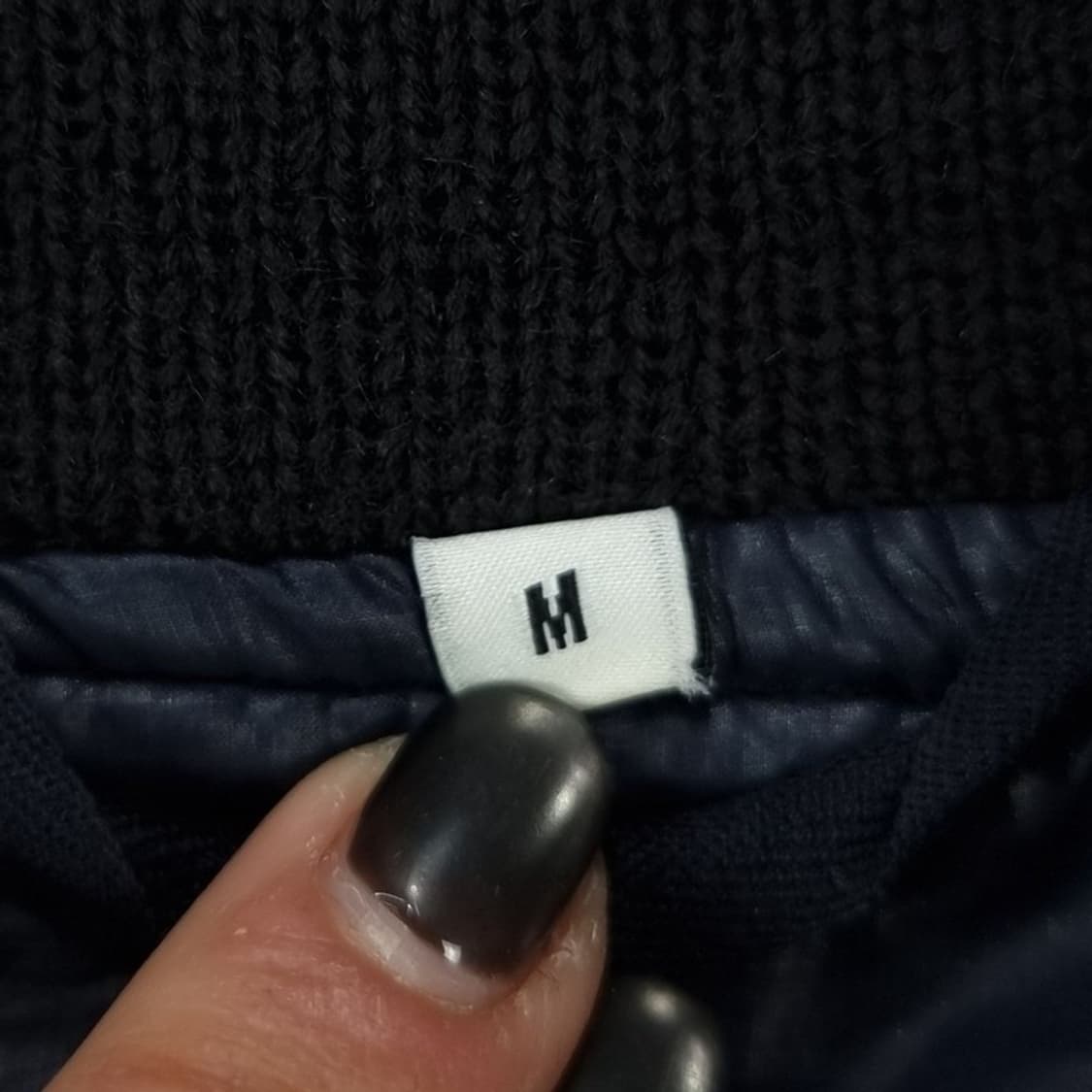 [오프닝세레머니] 자수 패치 울 모직 바시티 자켓 블랙 P01314 상품이미지8