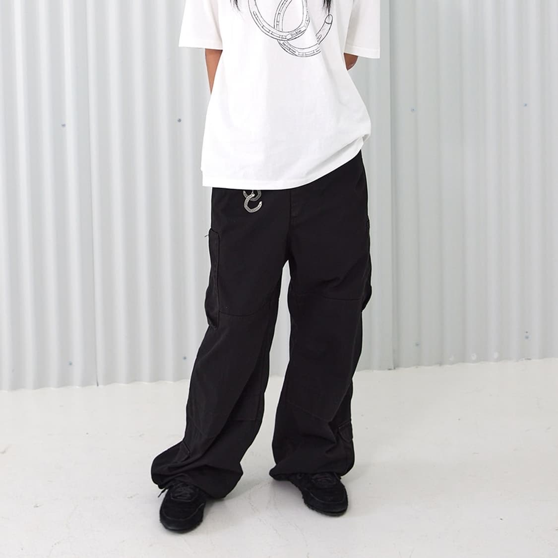 디키즈 x 해칭룸 카고 워크팬츠 Washed Black  상품이미지1