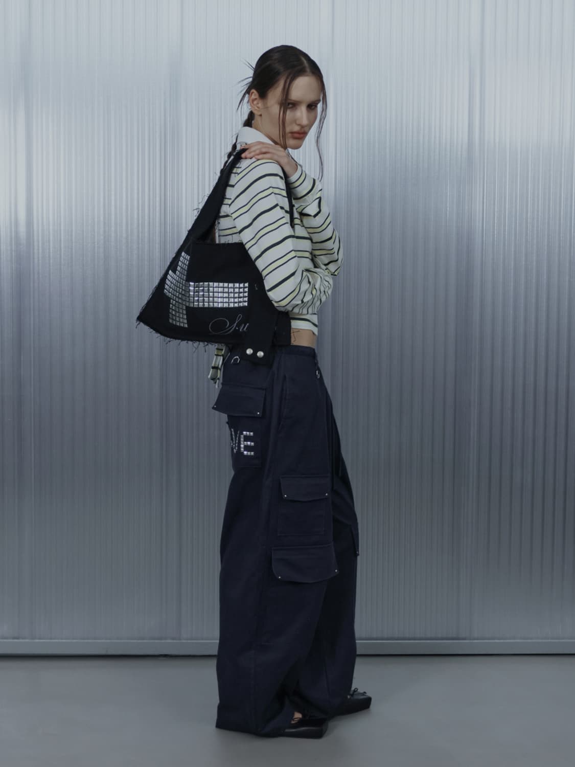 셋업이엑스이 CROSS MULTI CARGO PANTS NAVY 상품이미지3