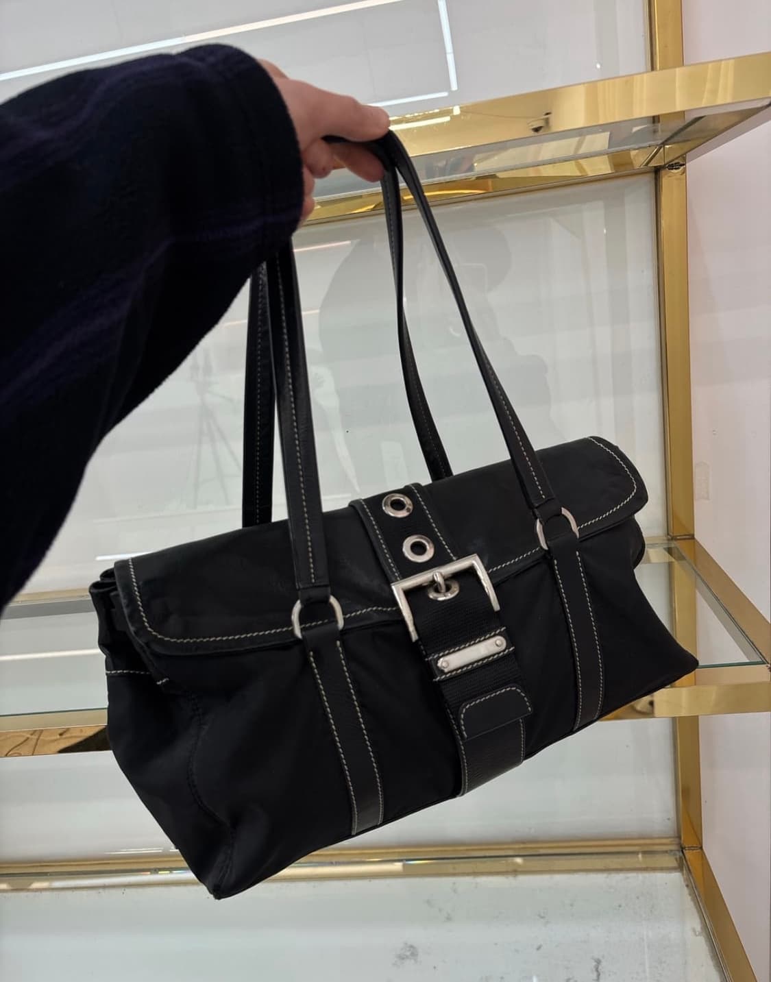 프라다 버클 스티치 테수토 포코노 레더 상품이미지1