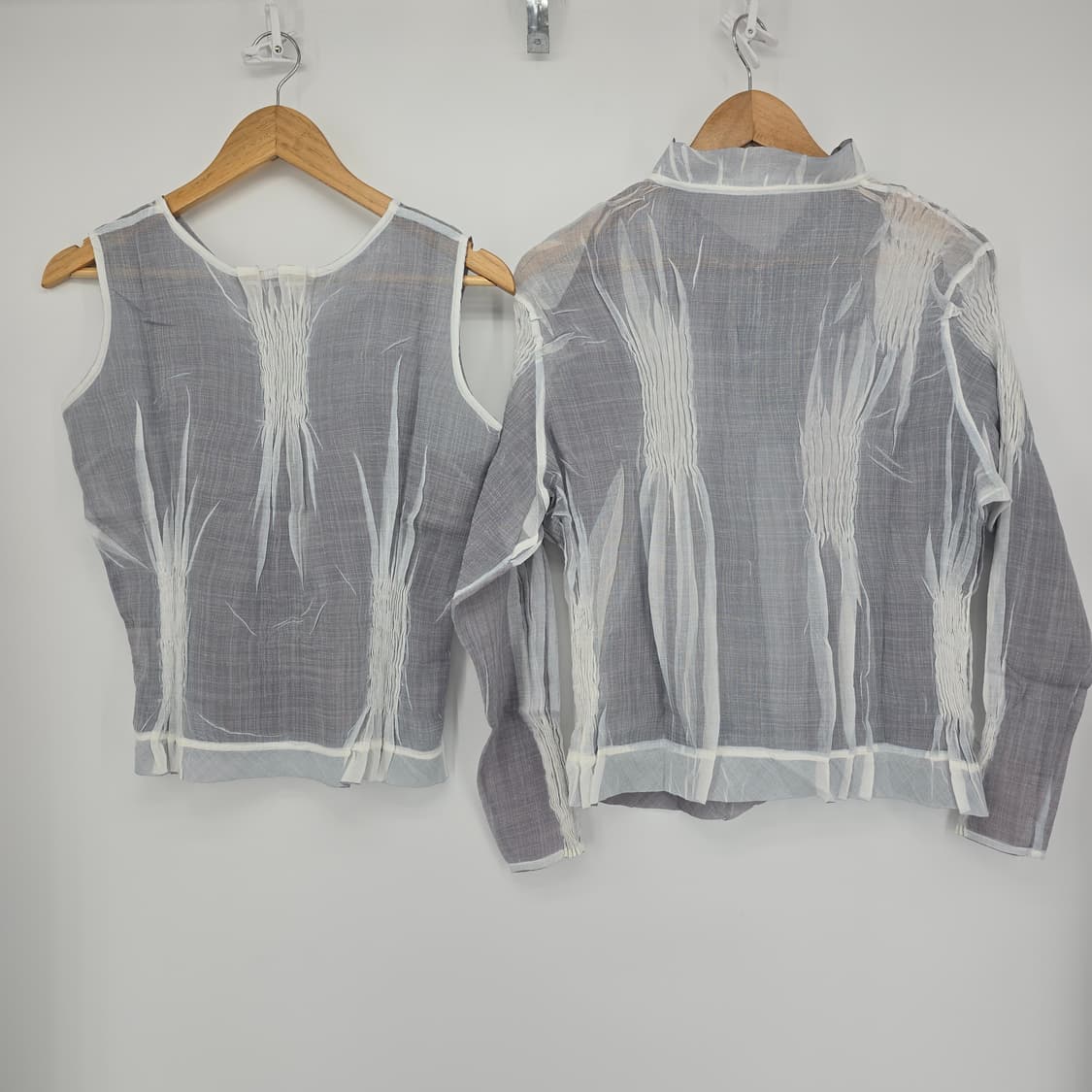 시스루 레이어드 블라우스 세트 나시+가디건 상품이미지8