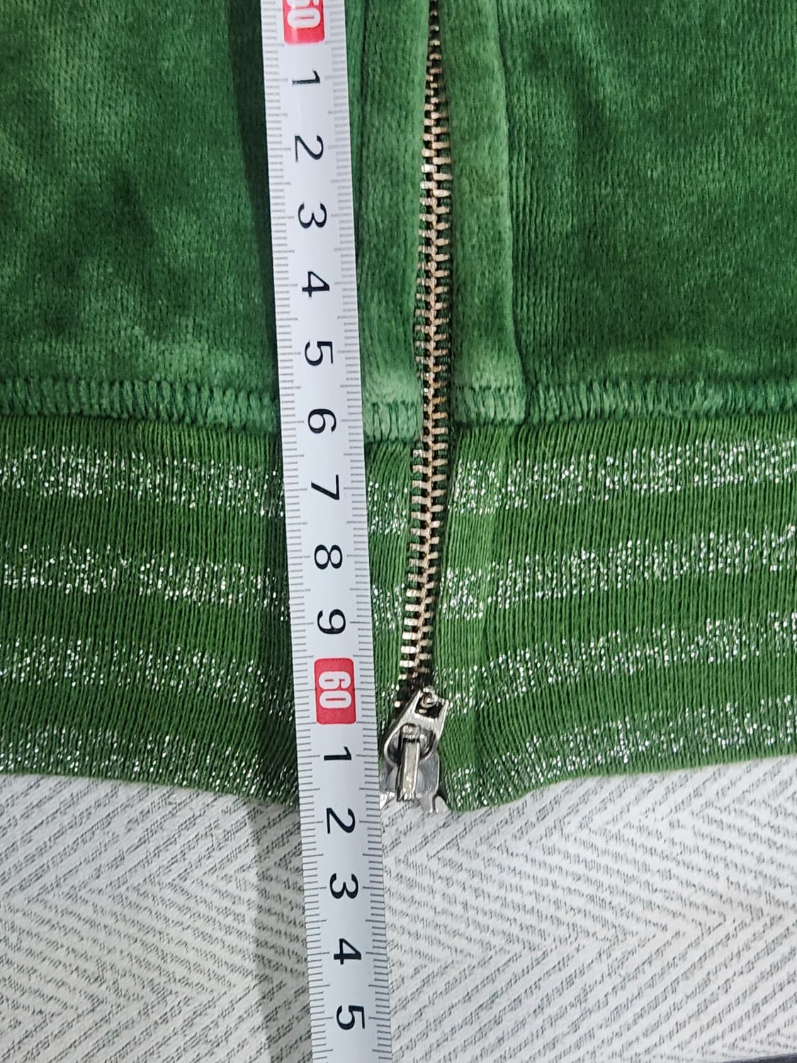 [M] 메들린 벨벳 왕관 큐빅 후드집업 M 그린 상품이미지8