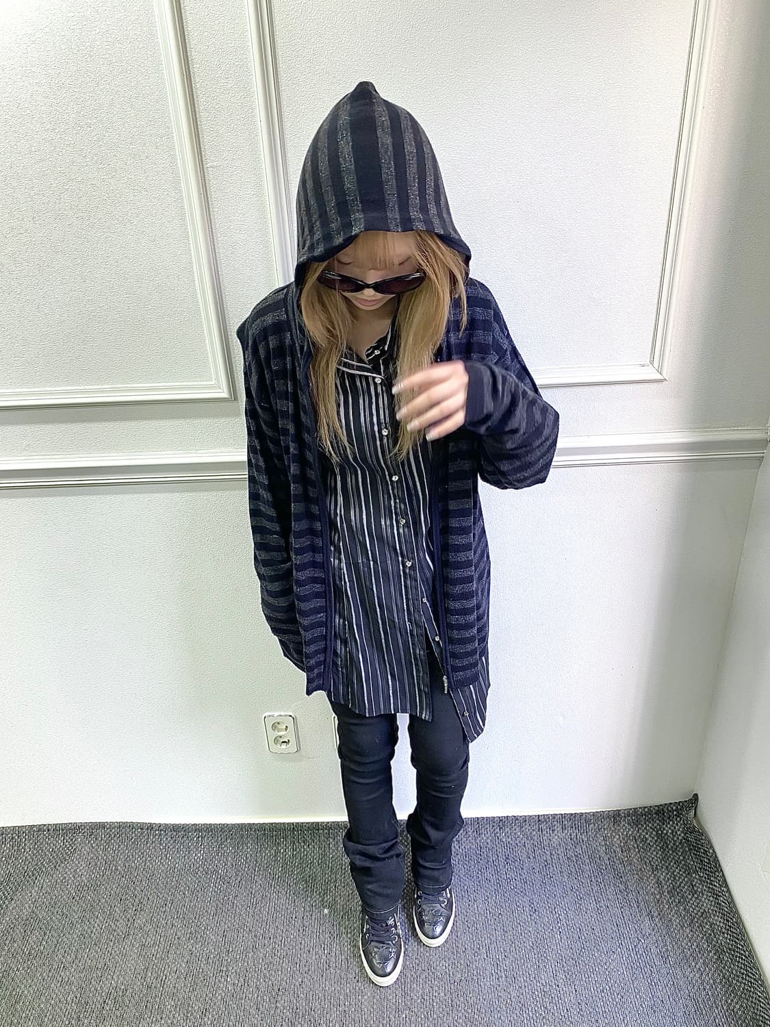 [Sorridere] Loose-Fit Stripe Hoodie- Zip 상품이미지1