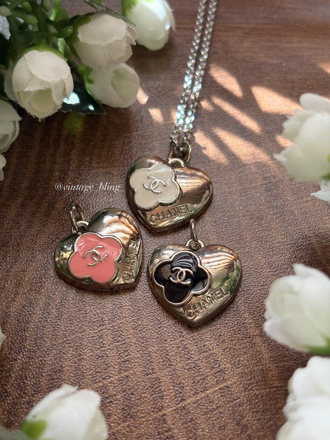 샤넬 클로버하트 실버 목걸이 상품이미지2