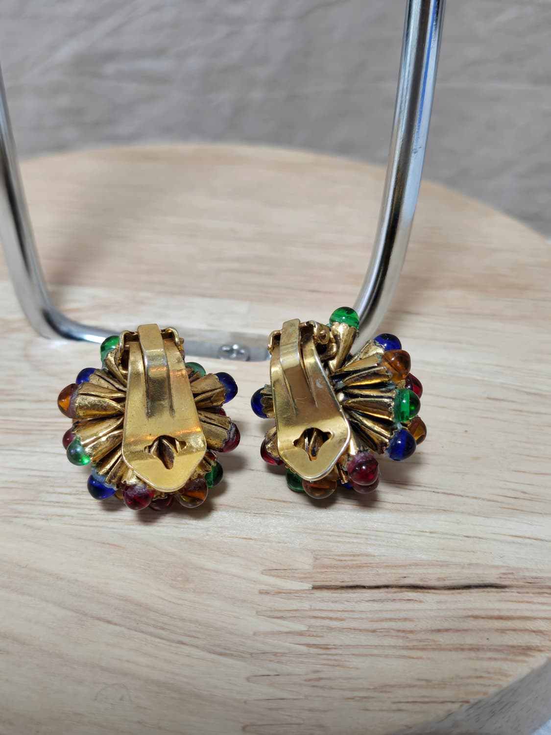 유럽 빈티지 컬러 글라스 비즈 클립 귀찌 상품이미지5