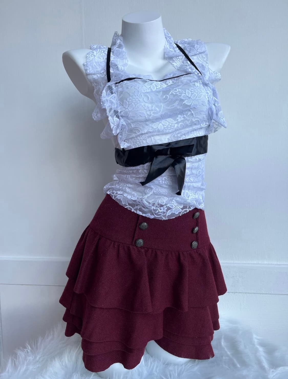 레드와인 하이웨스트 캉캉 큐롯 상품이미지1