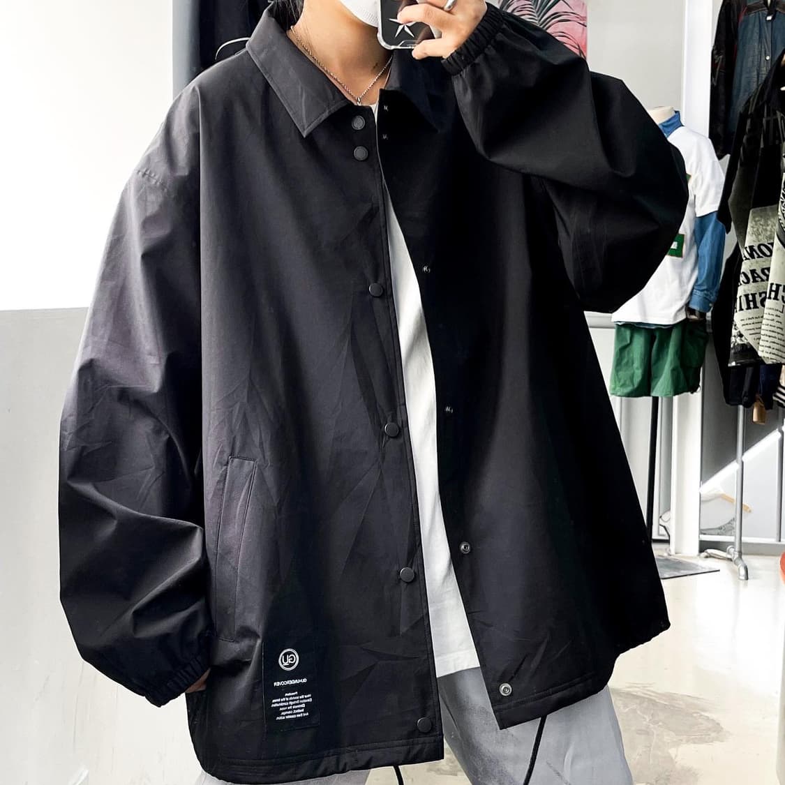 지유 x 언더커버 21S/S 그래픽 블랙 코치 자켓 상품이미지3