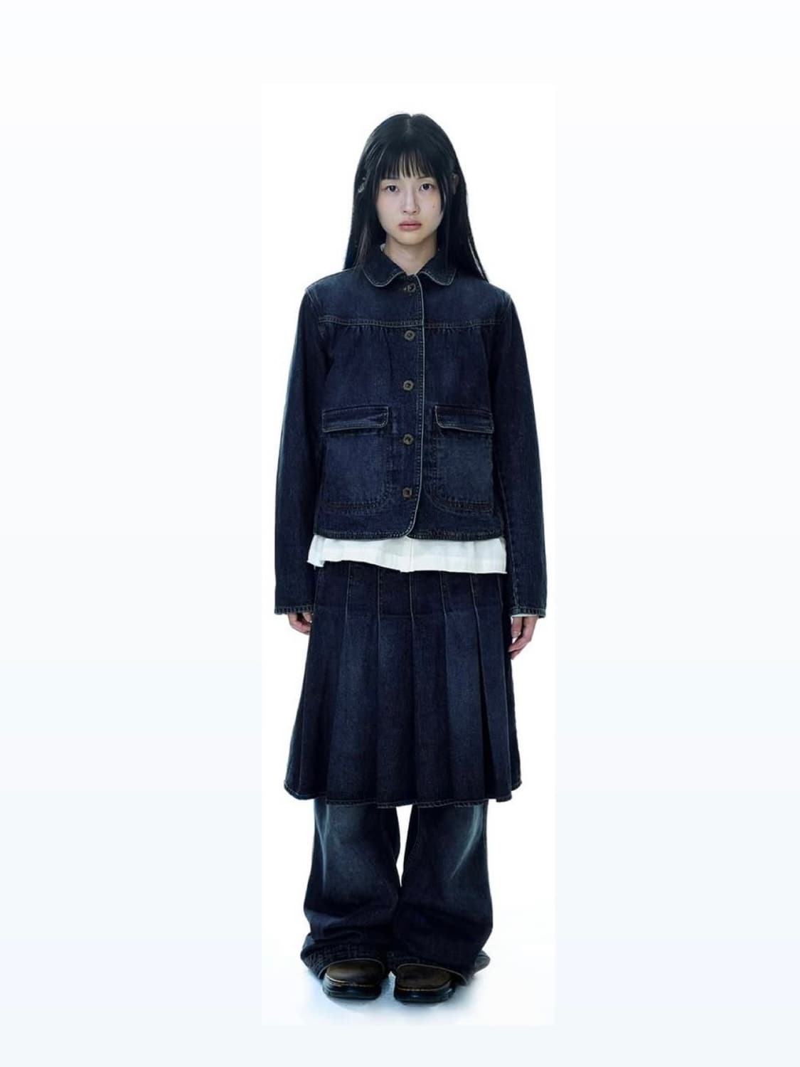코이세이오 딥데님 플리츠 스커트 & 딥데님 팬츠 상품이미지1