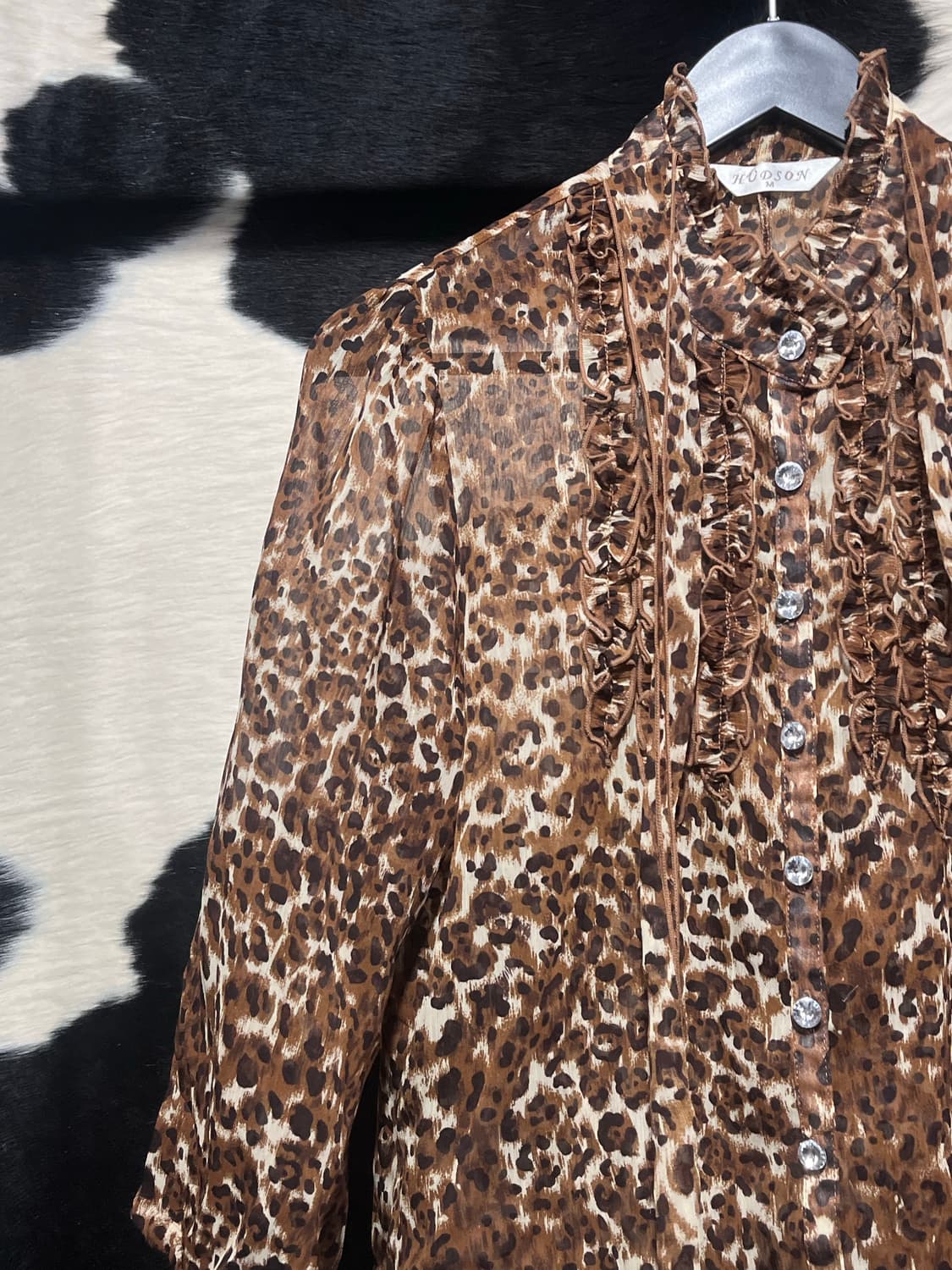 레오파드 7부 시스루 셔츠 상품이미지3