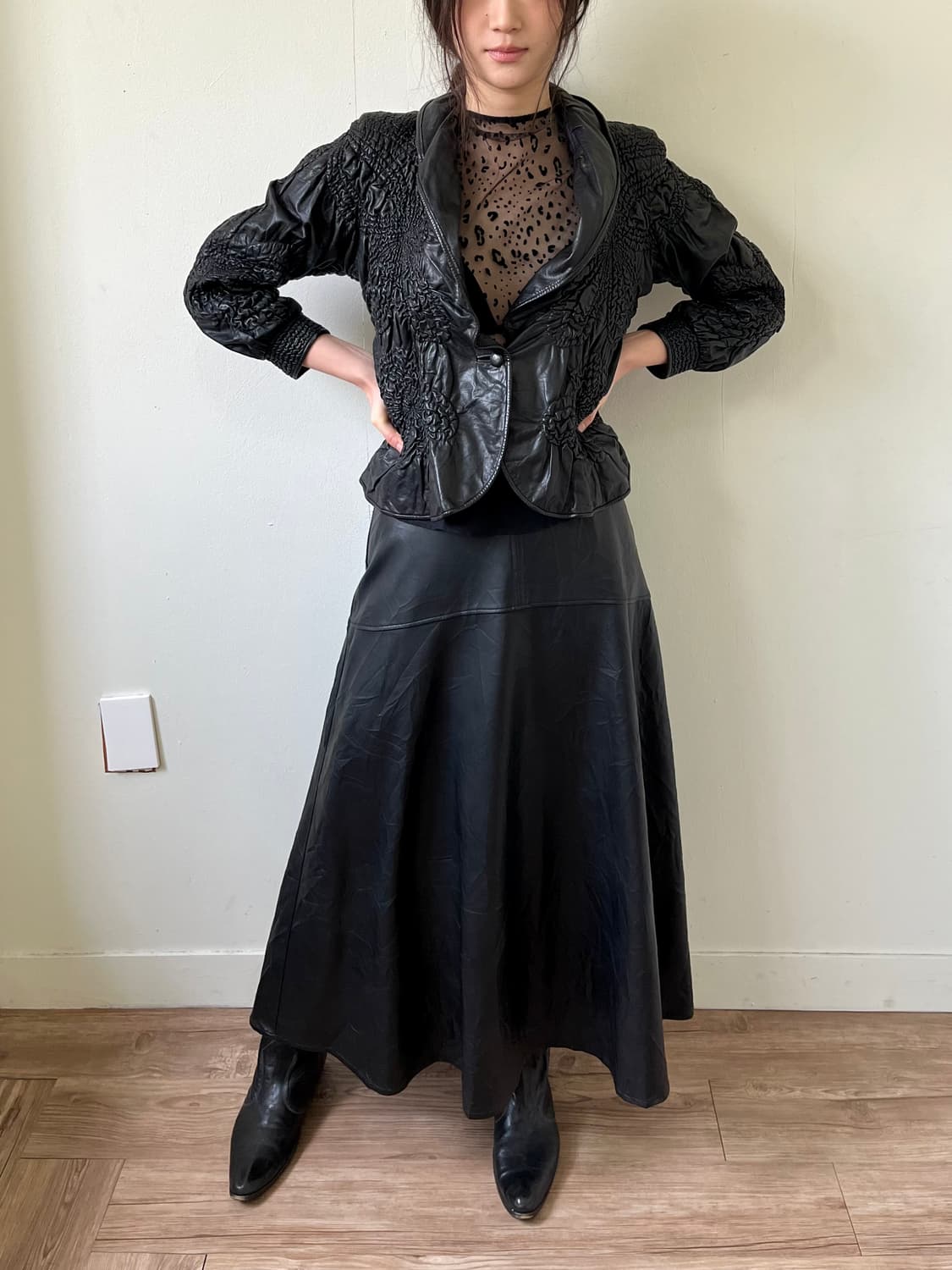 PARIENNE 버터플라이 레더 자켓 상품이미지7