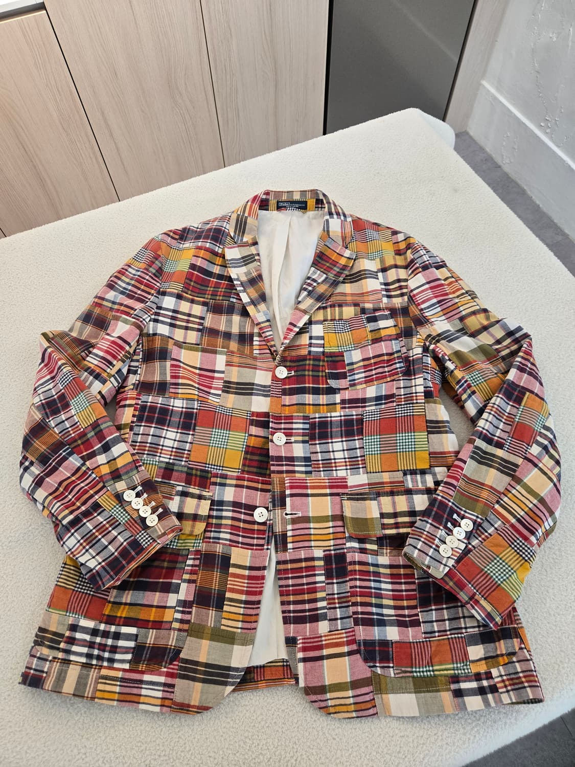 폴로 랄프로렌 패치워크 체크 블레이저 XL 상품이미지2