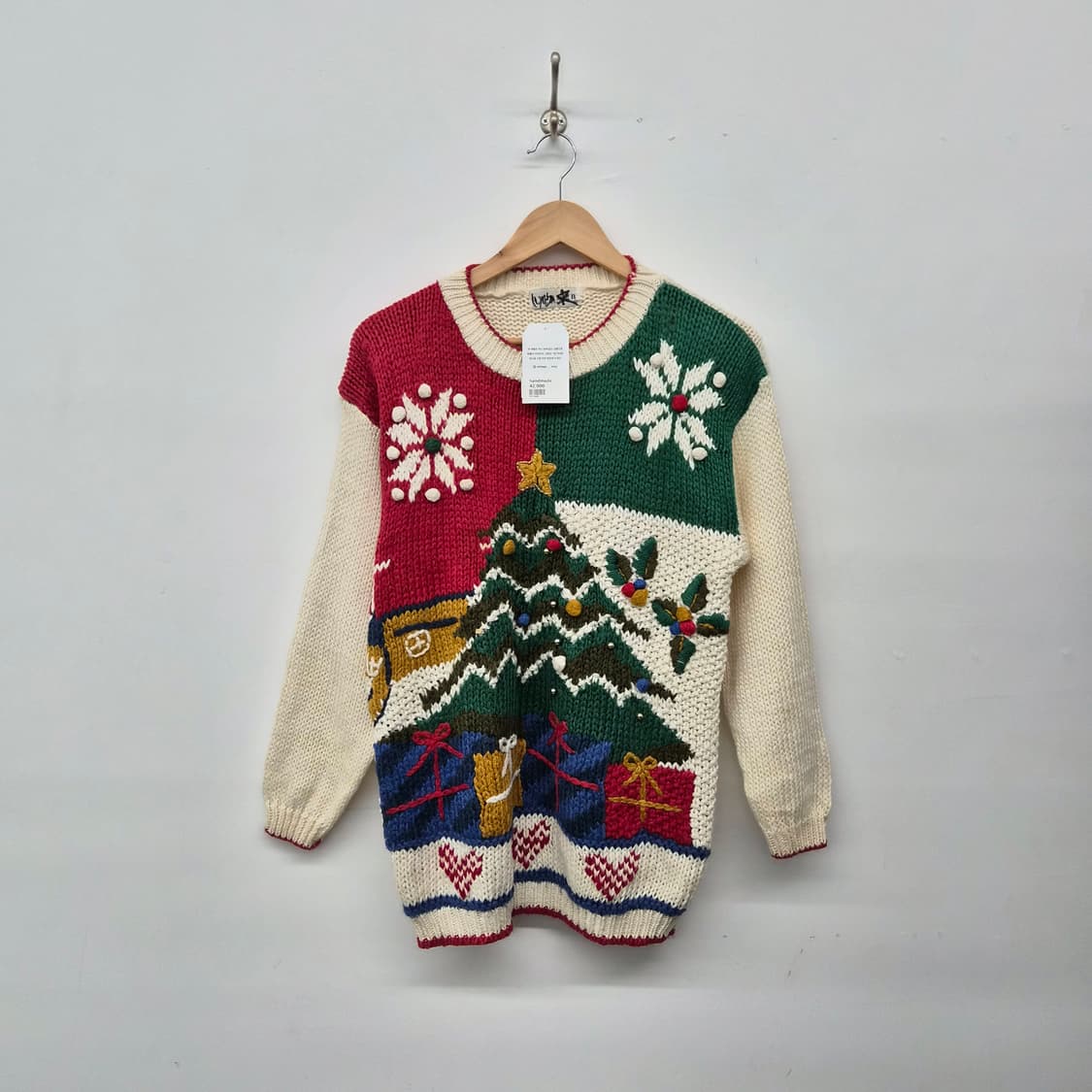 핸드메이드 크리스마스 트리 니트 스웨터 여성 M 상품이미지1