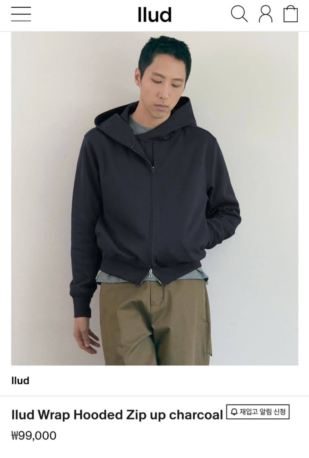 러드 Wrap Hooded Zip up charcoal 상품이미지1